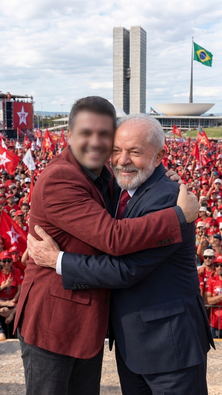 Abraçando o presidente Lula